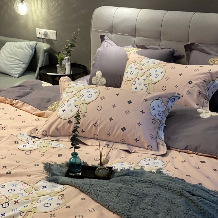 91家纺网 家纺一手货源 找家纺 棉生活 2021新款全棉铂金棉小资系列四件套温情贵族粉