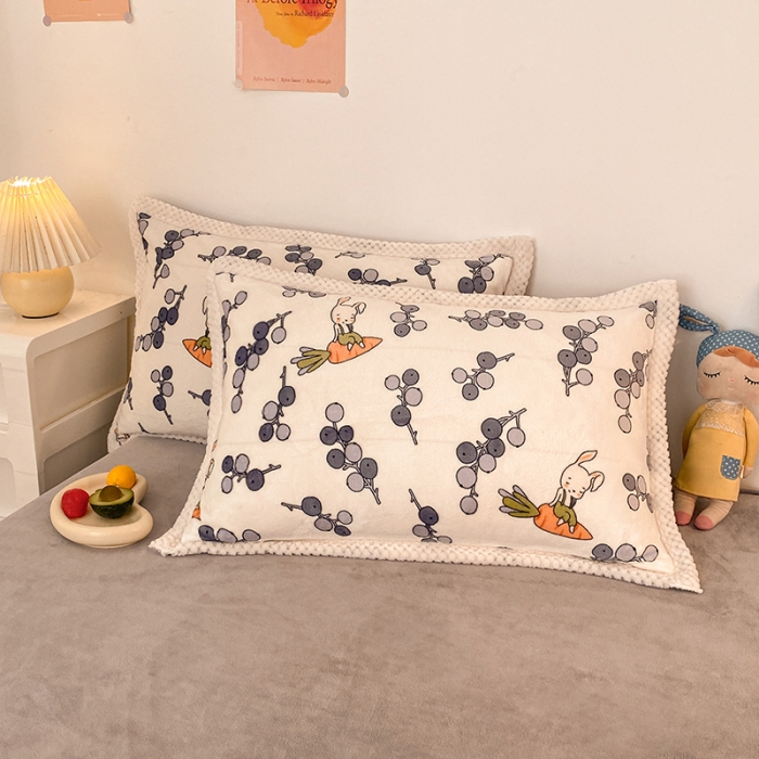 91家纺网 家纺一手货源 找家纺 琪格格 2022大包边保暖四件套 A牛奶绒B兔兔绒- 俏皮兔