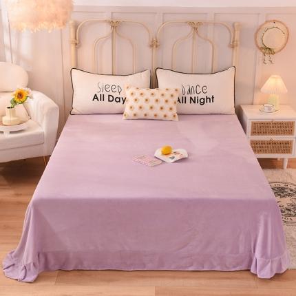 91家纺网 家纺一手货源 找家纺 眷恋家纺 2022新款牛奶绒单床单床笠 丁香紫