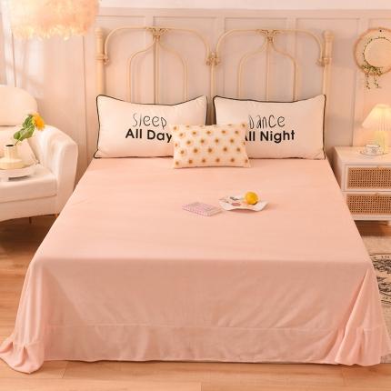 91家纺网 家纺一手货源 找家纺 眷恋家纺 2022新款牛奶绒单床单床笠 珊瑚玉