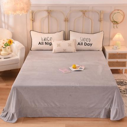 91家纺网 家纺一手货源 找家纺 眷恋家纺 2022新款牛奶绒单床单床笠 太空灰