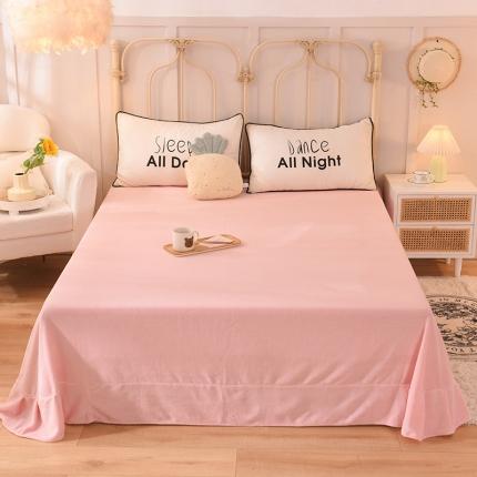 91家纺网 家纺一手货源 找家纺 眷恋家纺 2022新款牛奶绒单床单床笠 樱花粉