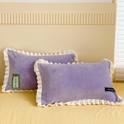 安哆啦家纺 2021新款糖果色单品枕套一对 糖果色-风信紫