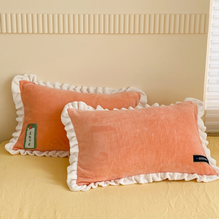 91家纺网 家纺一手货源 找家纺 安哆啦家纺 2021新款糖果色单品枕套一对 糖果色-美人蕉橙