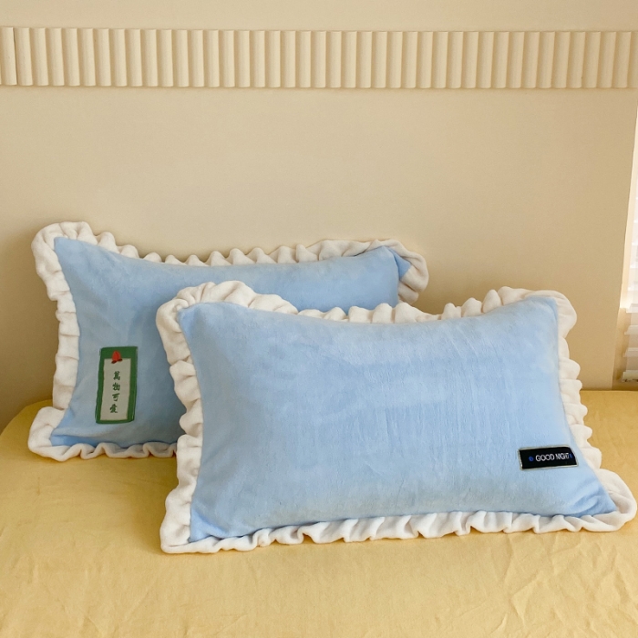 91家纺网 家纺一手货源 找家纺 安哆啦家纺 2021新款糖果色单品枕套一对 糖果色-清水蓝