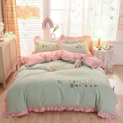 91家纺网 家纺一手货源 找家纺 （总）子钦家纺 2023新款加厚全棉磨毛刺绣四件套-快乐女孩