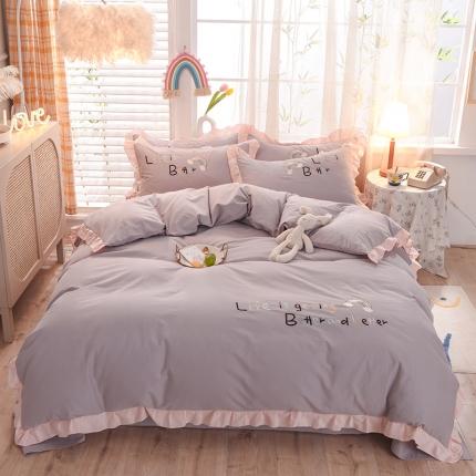 91家纺网 家纺一手货源 找家纺 （总）子钦家纺 2023新款加厚全棉磨毛刺绣四件套-快乐女孩