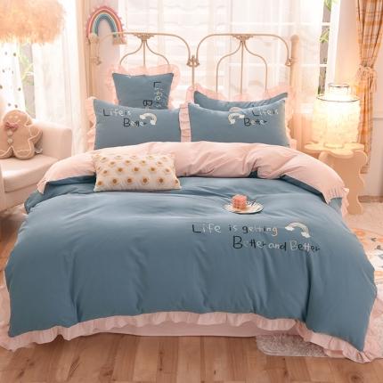 91家纺网 家纺一手货源 找家纺 （总）子钦家纺 2023新款加厚全棉磨毛刺绣四件套-快乐女孩