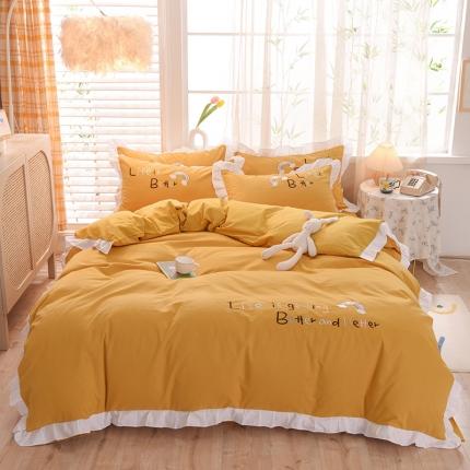 91家纺网 家纺一手货源 找家纺 （总）子钦家纺 2023新款加厚全棉磨毛刺绣四件套-快乐女孩