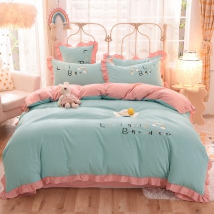 91家纺网 家纺一手货源 找家纺 （总）子钦家纺 2023新款加厚全棉磨毛刺绣四件套-快乐女孩