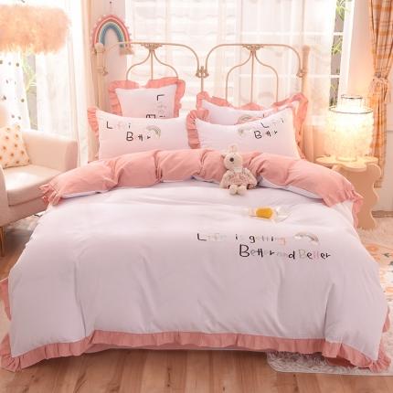 91家纺网 家纺一手货源 找家纺 （总）子钦家纺 2023新款加厚全棉磨毛刺绣四件套-快乐女孩