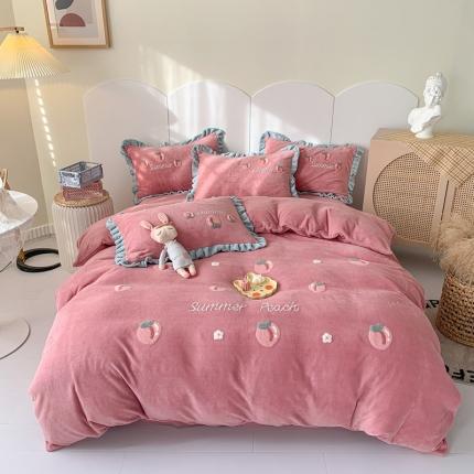 91家纺网 家纺一手货源 找家纺 （总）芯贝儿2021毛巾绣加厚牛奶绒四件套法莱魔法宝宝绒被套