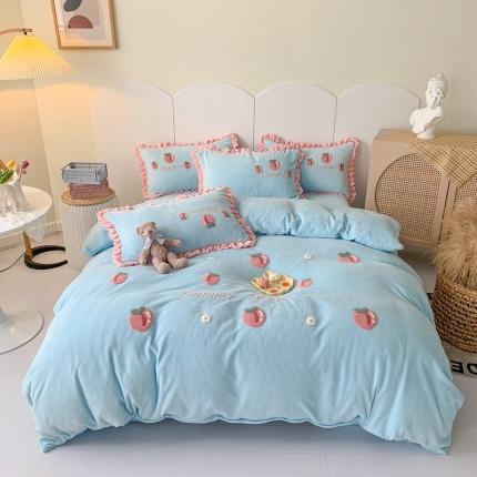 91家纺网 家纺一手货源 找家纺 （总）芯贝儿2021毛巾绣加厚牛奶绒四件套法莱魔法宝宝绒被套