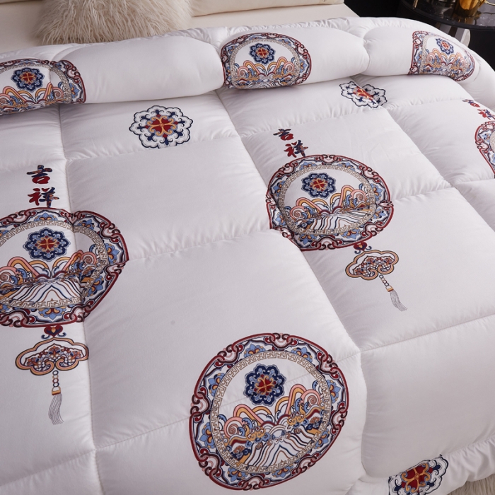 91家纺网 家纺一手货源 找家纺 总欧雅搁2025新款羽丝绒冬被 被子被芯春秋被冬被 吉祥