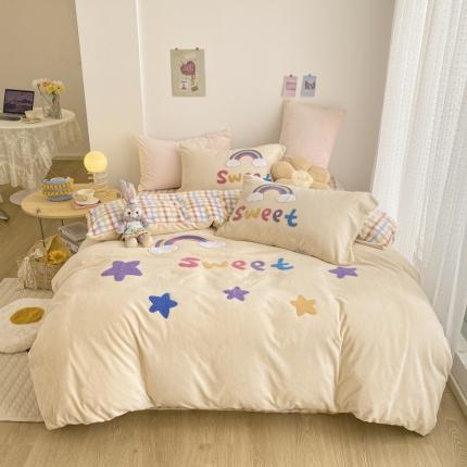 91家纺网 家纺一手货源 找家纺 （总）川悦生活 2021新款高克重牛奶绒毛巾绣四件套