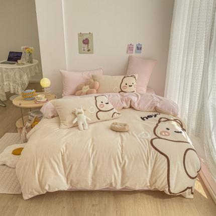 91家纺网 家纺一手货源 找家纺 （总）川悦生活 2021新款高克重牛奶绒毛巾绣四件套