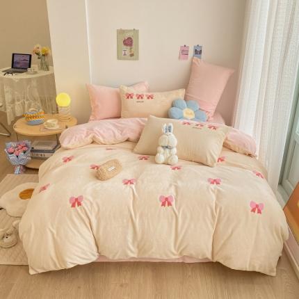 91家纺网 家纺一手货源 找家纺 （总）川悦生活 2021新款高克重牛奶绒毛巾绣四件套