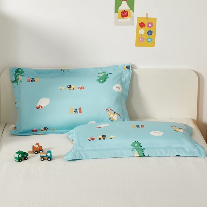 91家纺网 家纺一手货源 找家纺 荷马之梦 2021新款奇趣系列-60长绒棉儿童枕套 小恐龙