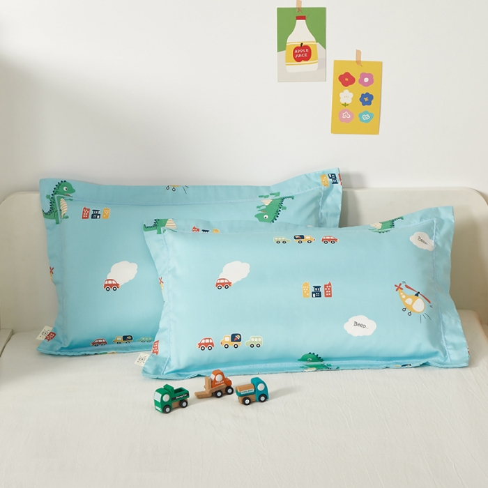 91家纺网 家纺一手货源 找家纺 荷马之梦 2021新款奇趣系列-60长绒棉儿童枕套 小恐龙