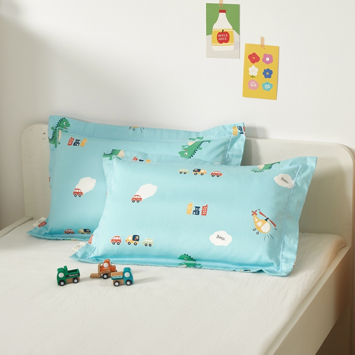 91家纺网 家纺一手货源 找家纺 荷马之梦 2021新款奇趣系列-60长绒棉儿童枕套 小恐龙