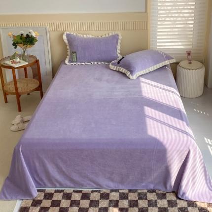 91家纺网 家纺一手货源 找家纺 安哆啦 2021新款糖果色单品床单 糖果色-风信紫