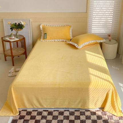 91家纺网 家纺一手货源 找家纺 安哆啦 2021新款糖果色单品床单 糖果色-浅烙黄