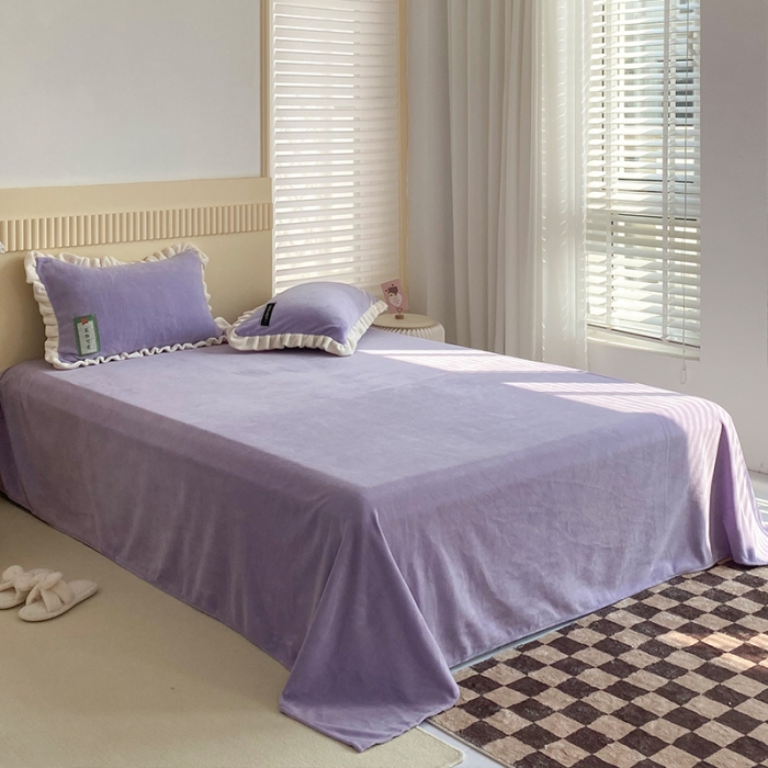 91家纺网 家纺一手货源 找家纺 安哆啦 2021新款糖果色单品床单 糖果色-风信紫