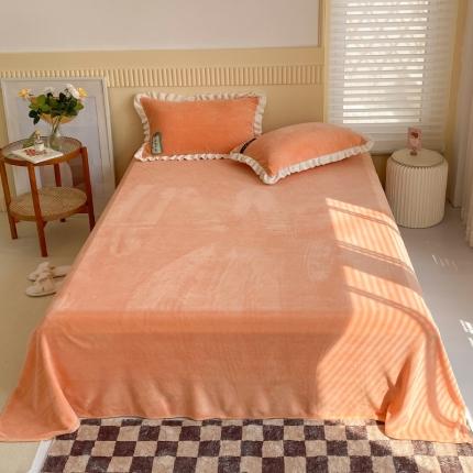 安哆啦 2021新款糖果色单品床单 糖果色-美人蕉橙