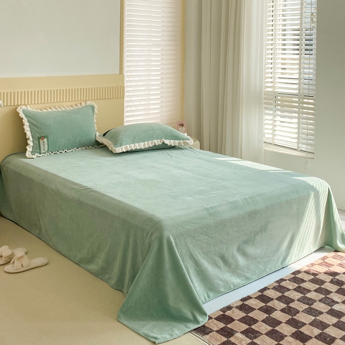 91家纺网 家纺一手货源 找家纺 安哆啦 2021新款糖果色单品床单 糖果色-明绿