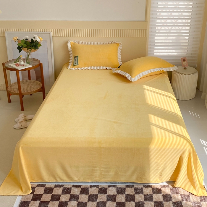 91家纺网 家纺一手货源 找家纺 安哆啦 2021新款糖果色单品床单 糖果色-浅烙黄