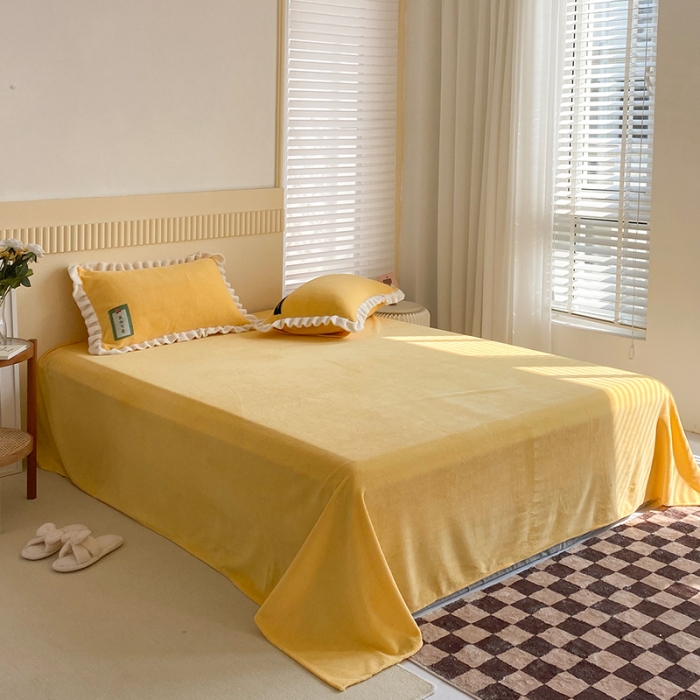 91家纺网 家纺一手货源 找家纺 安哆啦 2021新款糖果色单品床单 糖果色-浅烙黄