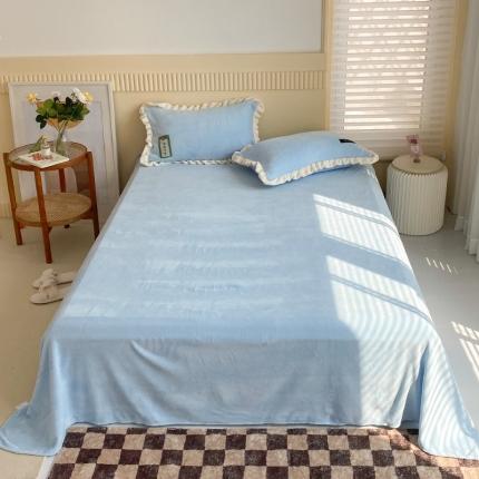 安哆啦 2021新款糖果色单品床单 糖果色-清水蓝