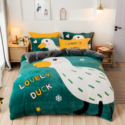 91家纺网 家纺一手货源 找家纺 （总）宅部落 2021新款牛奶绒法莱绒大版卡通四件套