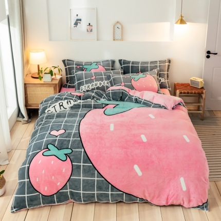 91家纺网 家纺一手货源 找家纺 （总）宅部落 2021新款牛奶绒法莱绒大版卡通四件套