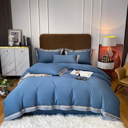 91家纺网 家纺一手货源 找家纺 （总）安妮家居 2021新款全棉轻奢刺绣简约风四件套-米兰