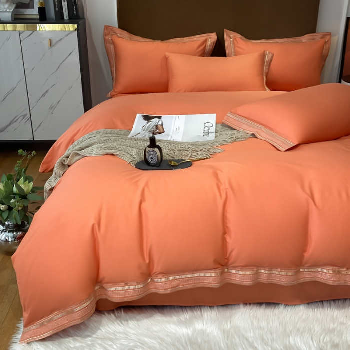 91家纺网 家纺一手货源 找家纺 （总）安妮家居 2021新款全棉轻奢刺绣简约风四件套-米兰