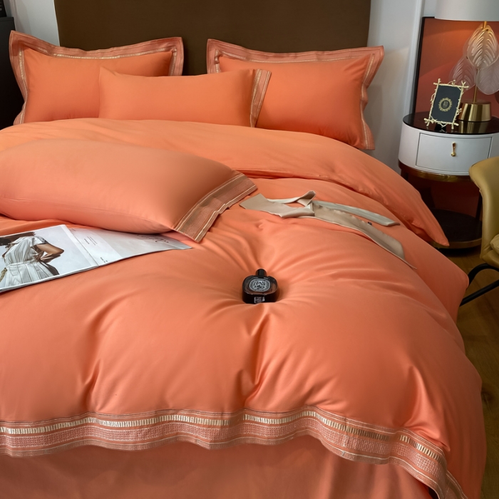 91家纺网 家纺一手货源 找家纺 （总）安妮家居 2021新款全棉轻奢刺绣简约风四件套-米兰