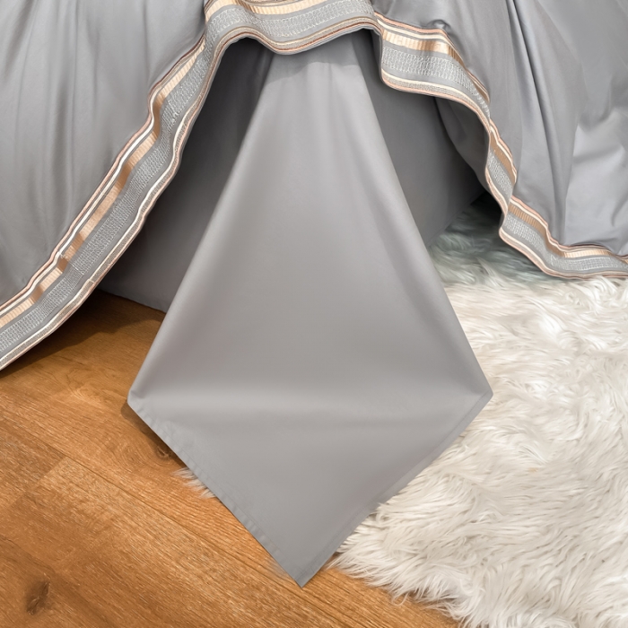 91家纺网 家纺一手货源 找家纺 安妮家居 2021新款全棉轻奢刺绣简约风四件套-米兰 爵士灰