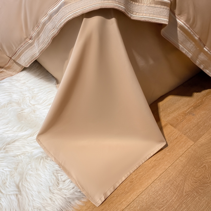 91家纺网 家纺一手货源 找家纺 安妮家居 2021新款全棉轻奢刺绣简约风四件套-米兰 卡其色