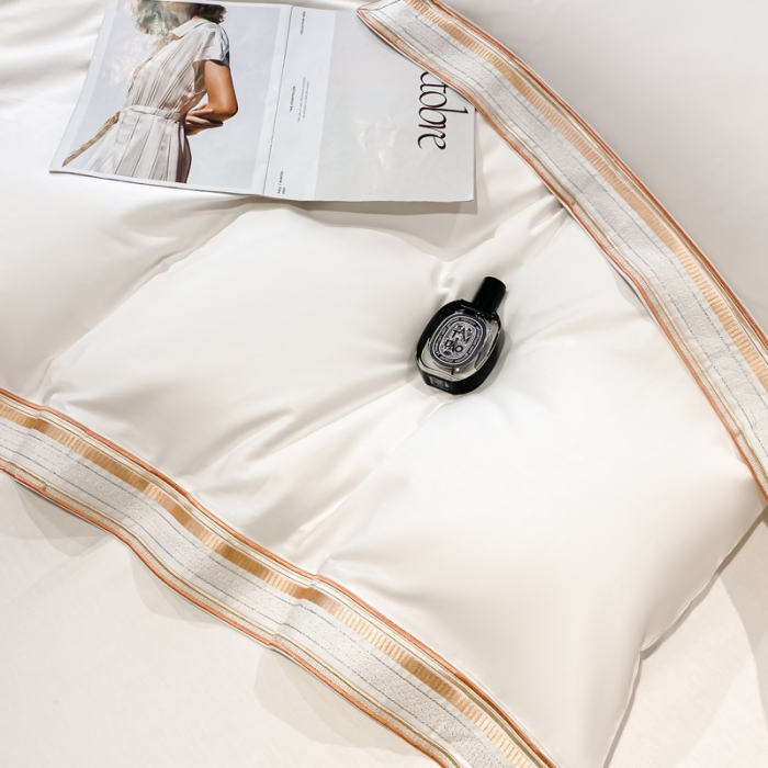 91家纺网 家纺一手货源 找家纺 安妮家居 2021新款全棉轻奢刺绣简约风四件套-米兰 珍珠白