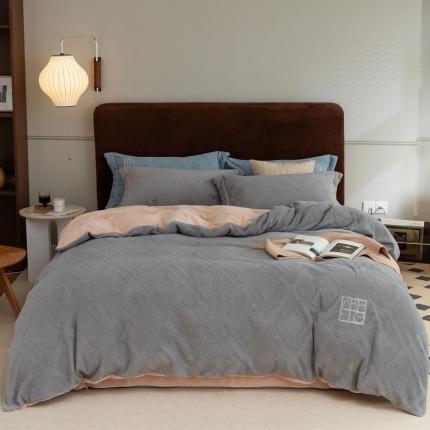 91家纺网 家纺一手货源 找家纺 （总）风向标2022新款Waffle牛奶绒大华夫提花四件套