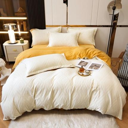 91家纺网 家纺一手货源 找家纺 （总）风向标 2022新款Waffle牛奶绒大华夫提花四件套