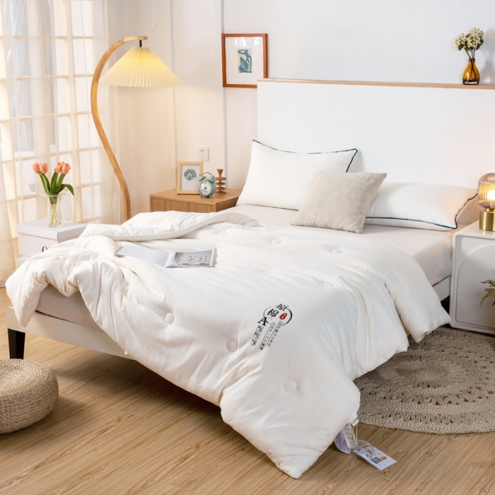 91家纺网 家纺一手货源 找家纺 芯恋家居 2025新款水洗原棉大豆纤维被 白色