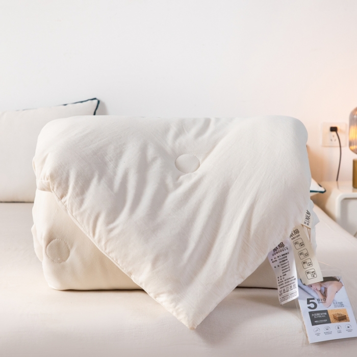 91家纺网 家纺一手货源 找家纺 芯恋家居 2025新款水洗原棉大豆纤维被 白色