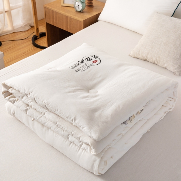 91家纺网 家纺一手货源 找家纺 芯恋家居 2025新款水洗原棉大豆纤维被 白色