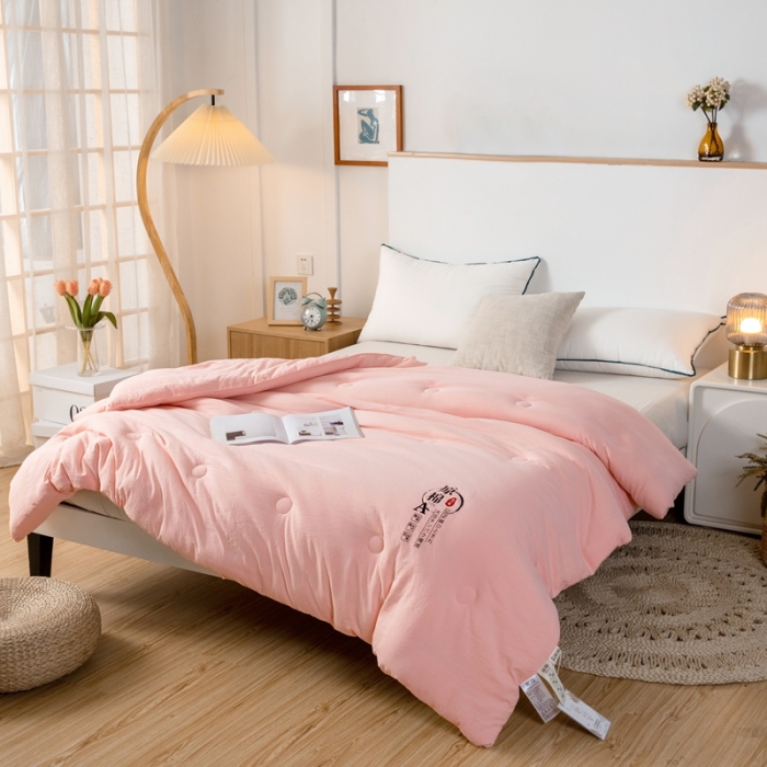 91家纺网 家纺一手货源 找家纺 芯恋家居 2025新款水洗原棉大豆纤维被 玉色