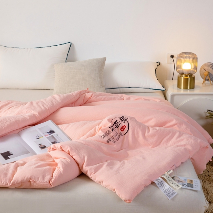 91家纺网 家纺一手货源 找家纺 芯恋家居 2025新款水洗原棉大豆纤维被 玉色