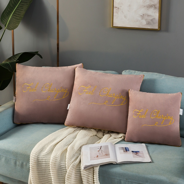 91家纺网 家纺一手货源 找家纺 照世家纺2021新款水晶绒抱枕-字母款 豆沙