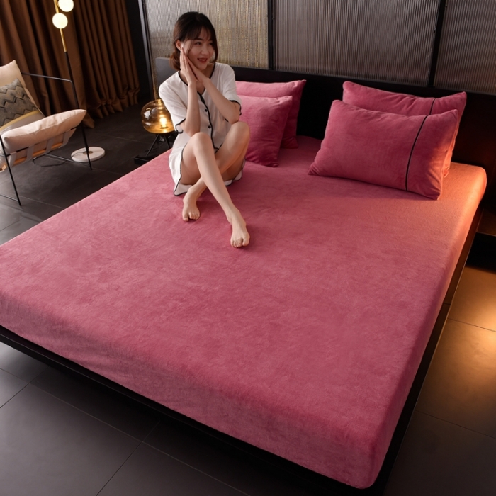 91家纺网 家纺一手货源 找家纺 （总）简爱家纺 2025新款高克重牛奶绒纯色单床笠