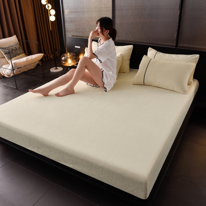 91家纺网 家纺一手货源 找家纺 （总）简爱家纺 2025新款高克重牛奶绒纯色单床笠